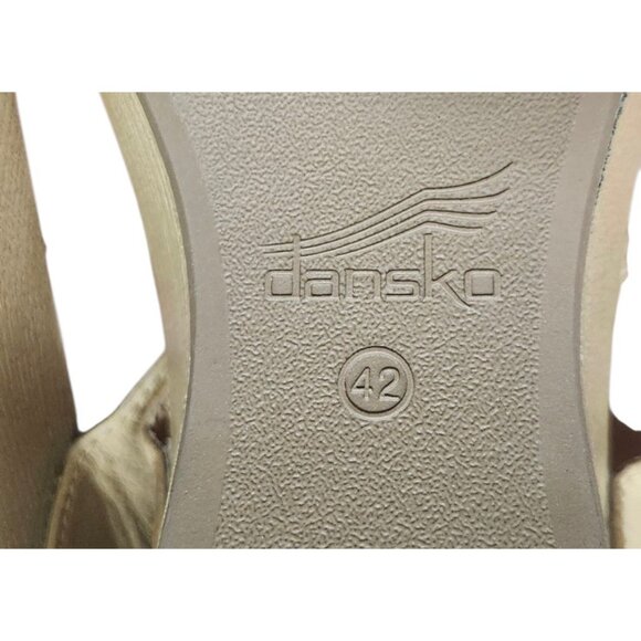 Dansko Size 42 Leather Wedge Sandals Nude Beige Comfort Slip On Adjustable Strap - Picture 11 of 15